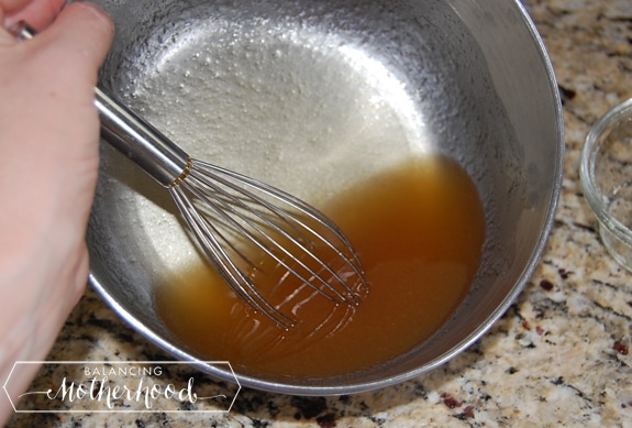 mixing the honey