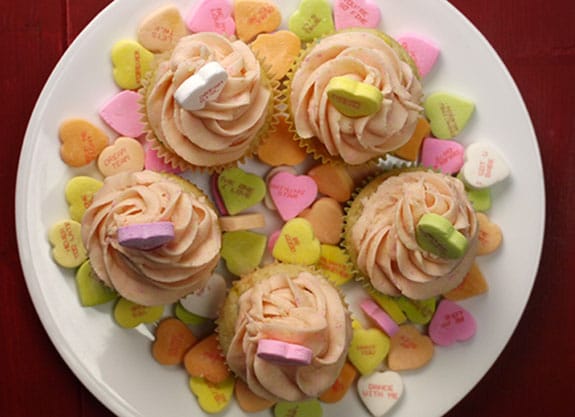 conversation heart cupcakes for Valentine's day
