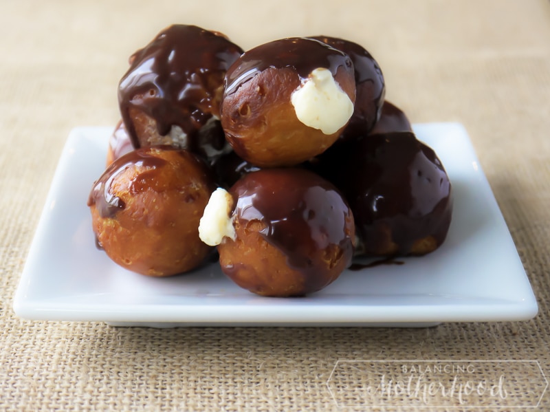 boston creme donuts made with store bought biscuit dough. An easy and delicious recipe you can recreate at home!