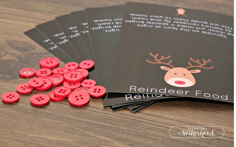 reindeer food printable with red buttons