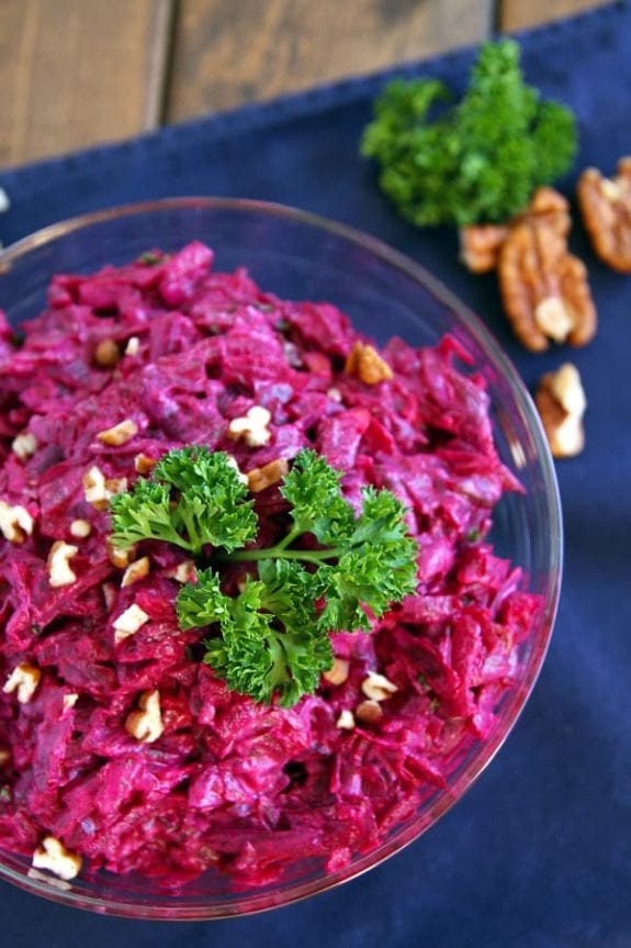 beet salad with parsley in bowl