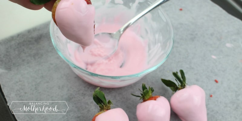 pink white chocolate covered strawberries