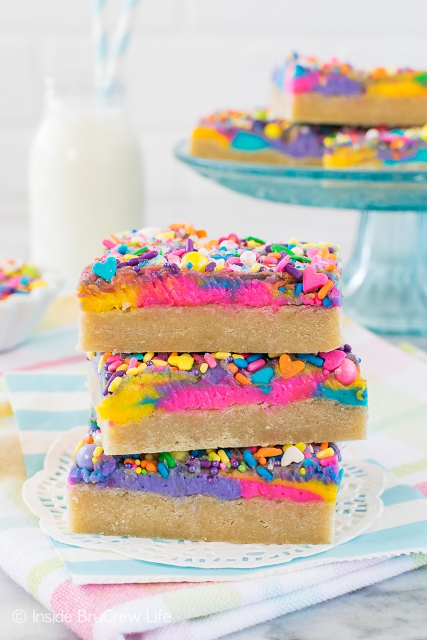 unicorn sugar cookie bars