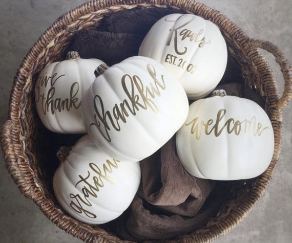 decorate with these custom white pumpkins