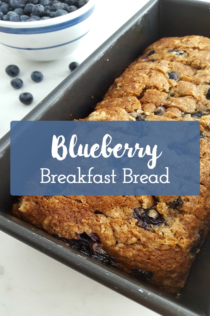 Blueberry Breakfast Bread recipe. This from-scratch recipe will become a family favorite! It's the perfect breakfast bread for an on-the-go meal or a sweet treat, or afternoon snack. #blueberrybread #blueberry #breakfast