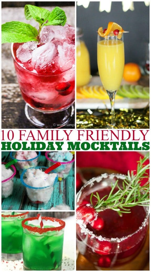10 family-friendly holiday mocktails. Non-alcoholic drinks everyone can enjoy for Chrstmas and the holiday season.