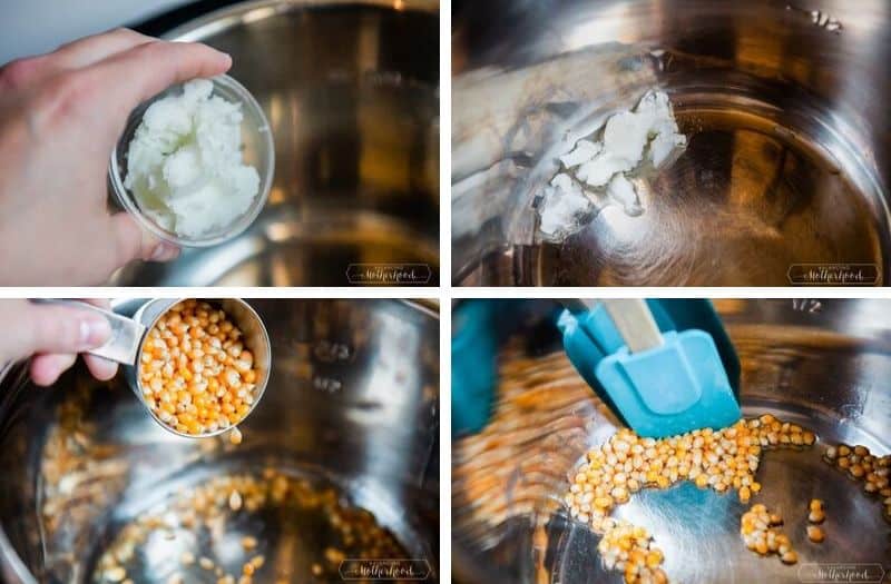 coconut oil and popcorn kernels in instant pot 