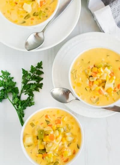 Savor this delicious and healthy corn chowder recipe. Perfect for fall season!