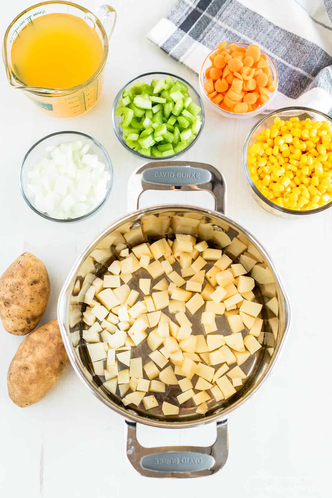 Ingredients for corn chowder soup