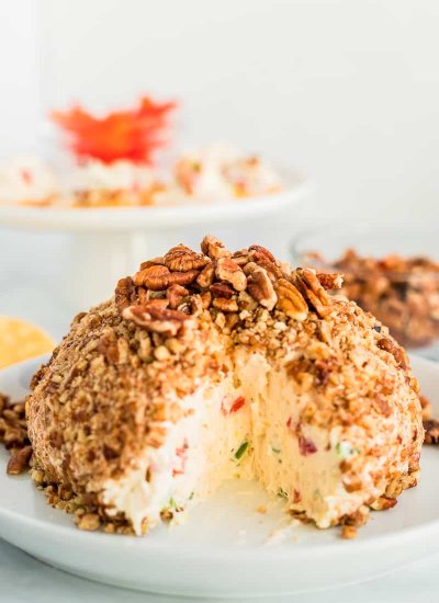 pineapple cheeseball with chopped pecans