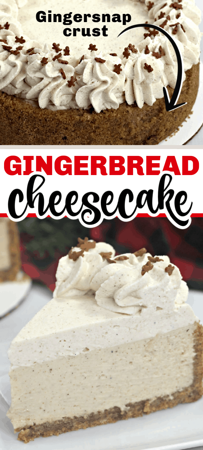 This Instant Pot Gingerbread Cheesecake takes all the flavors you love from a traditional gingerbread cookie and combines them into a simple Instant pot cheesecake. With less than 15 minutes of prep in the kitchen you will have a delicious holiday dessert to share with your family and friends. #instantpotcheesecake #instantpotdessert #instantpot #cheesecake #gingerbread #gingersnaps #dessert #christmas #christmasdessert 