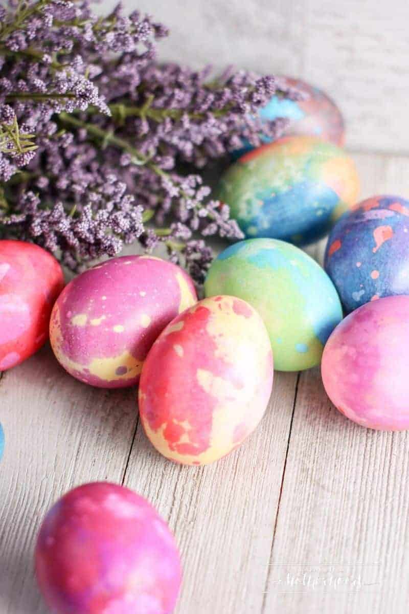 colorful marbled easter eggs