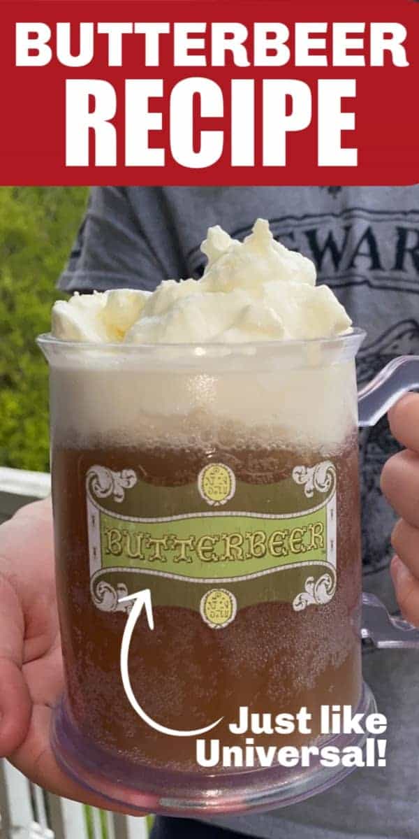 This Butterbeer recipe tastes just like butterbeer at Universal Studios. It's rich cream soda and butterscotch flavors pair perfectly with the butterscotch whipped cream topping! It's just like your in Harry Potter's world!