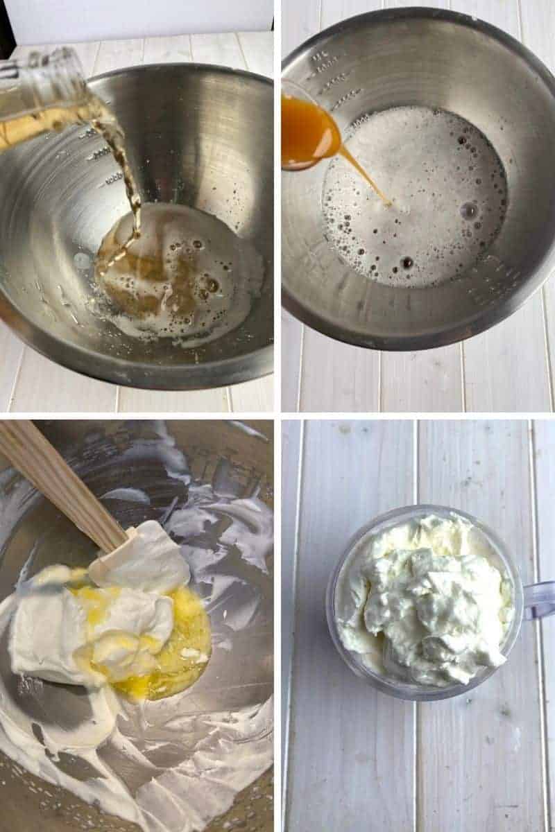 making butterbeer: mixing cream soda and other ingredients in mixing bowl