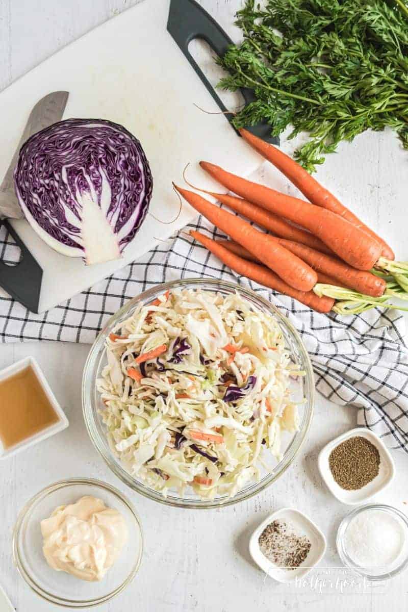 cabbage, carrots, mayonnaise, and seasonings