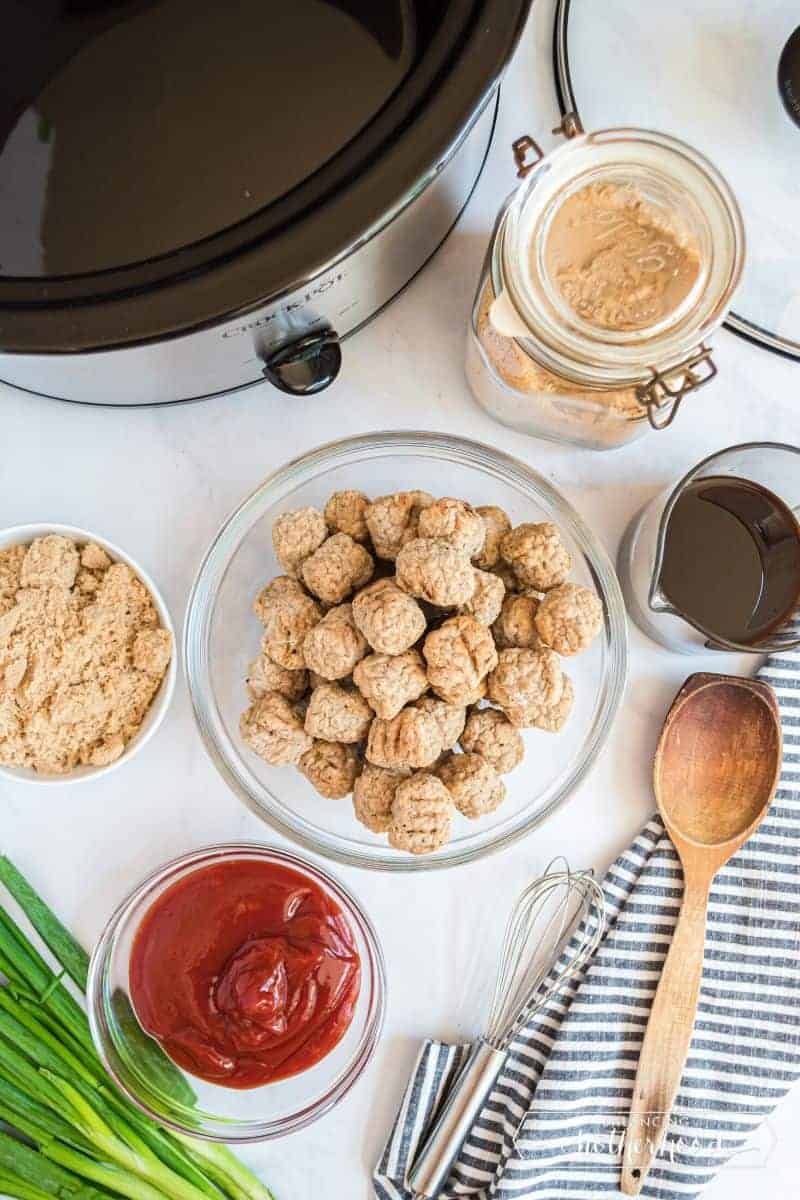 meatballs, brown sugar, ketchup, Worcestershire, and a crockpot