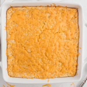 corn casserole from the top view