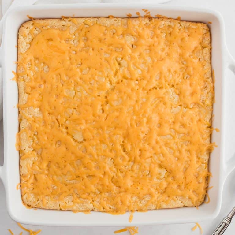 corn casserole from the top view