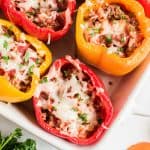 dish with stuffed peppers