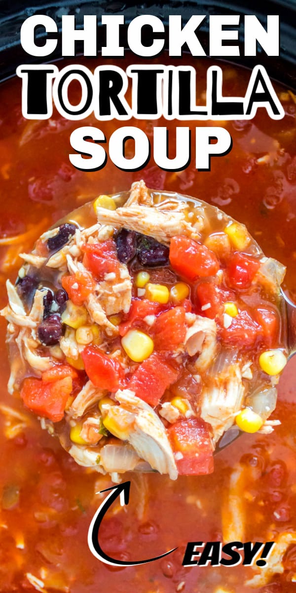 Chicken tortilla soup is a Mexican, tomato-based soup filled with chicken, beans, corn, and topped with fried tortilla strips. It's full of flavor and makes a great meal on a cool night. 