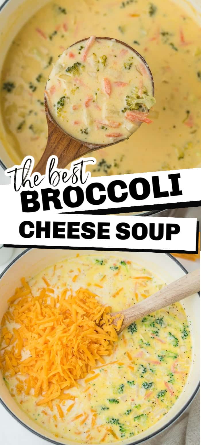This delicious Broccoli Cheese Soup is certain to warm your stomach and your tastebuds! Filled with wonderful fresh ingredients like shredded cheese, broccoli, carrots, and more, every bite of this soup will be loaded down with healthy veggies and taste. 