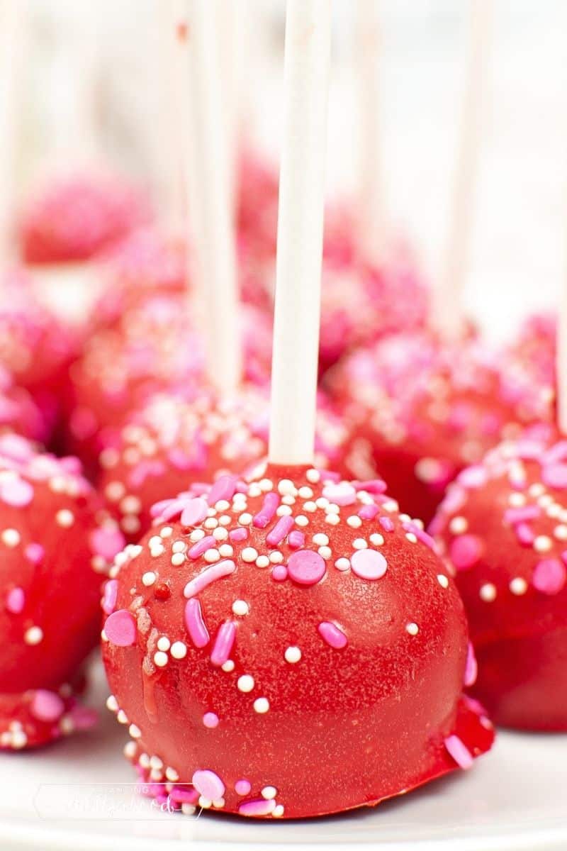 red cake pops with popsicle sticks