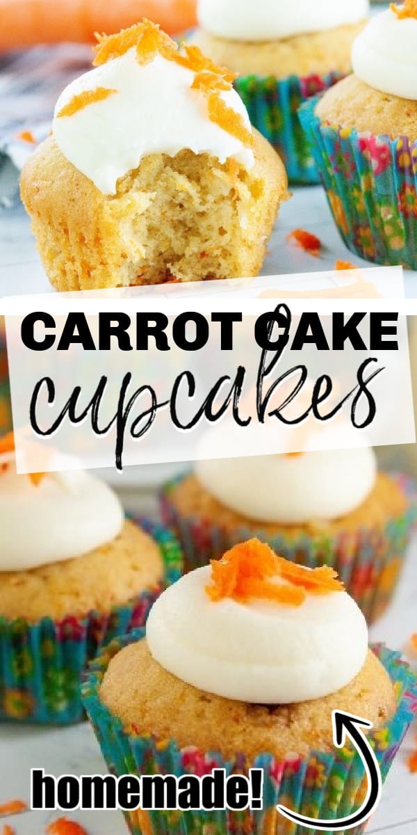 Carrot cake cupcakes are fluffy and moist, filled with carrots and pineapples. Topped with the perfect cream cheese frosting, these are the perfect treat. 