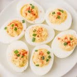 deviled eggs on white plate