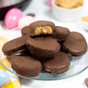 stacked peanut butter eggs