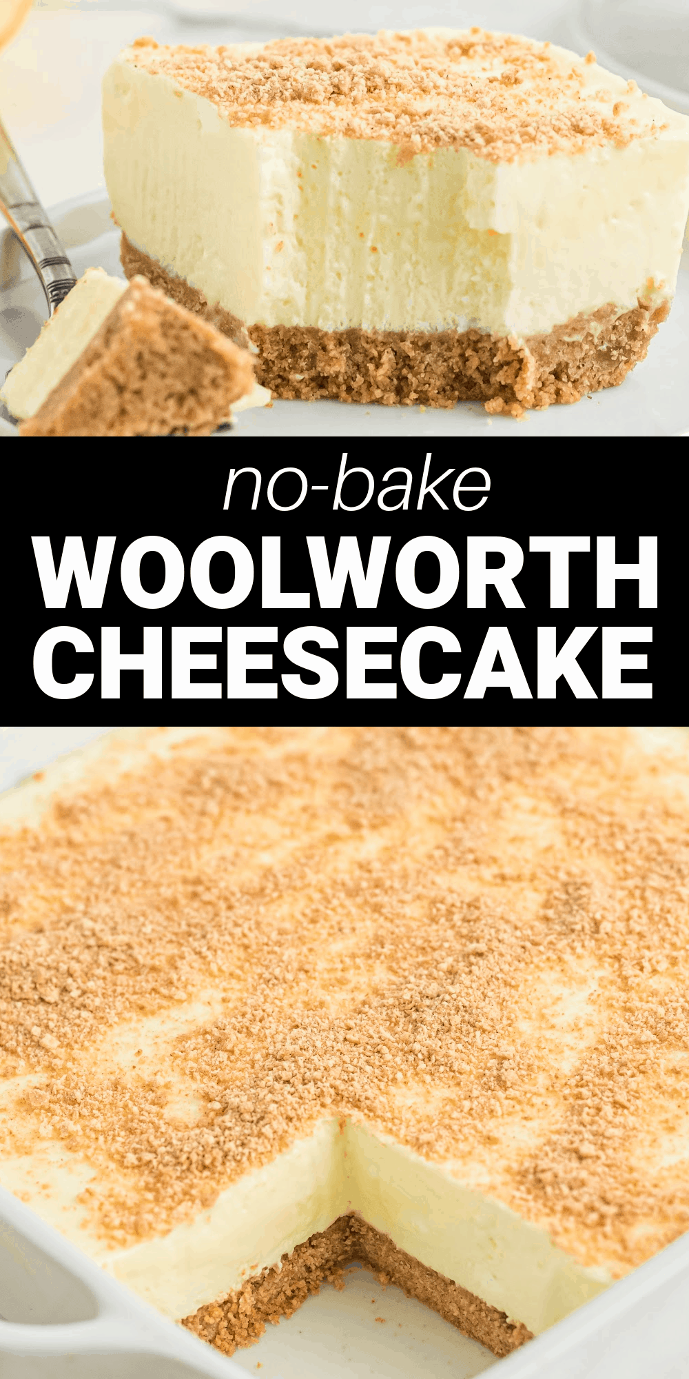 This classic Woolworth Cheesecake is a light and fluffy cheesecake with a hint of lemon flavor. Made with Jell-O, whipped cream, cream cheese, and a graham cracker crust, it has an amazing creamy texture and taste.