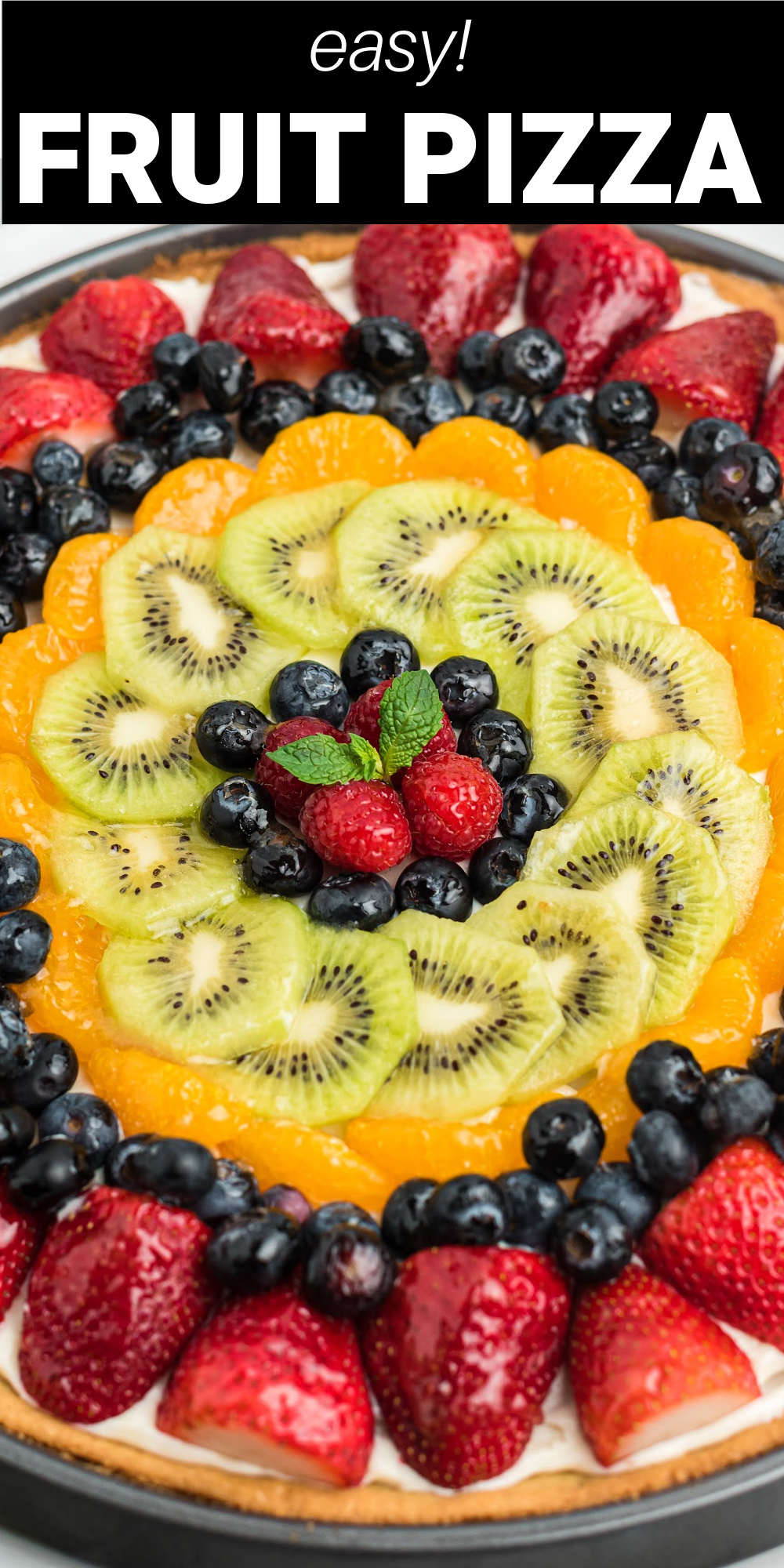 Fruit Pizza is covered bursting with colorful fresh fruit full of naturally sweet flavors on a sugar cookie crust. It has dreamy cream cheese frosting that make this fruit dessert absolutely irresistible.