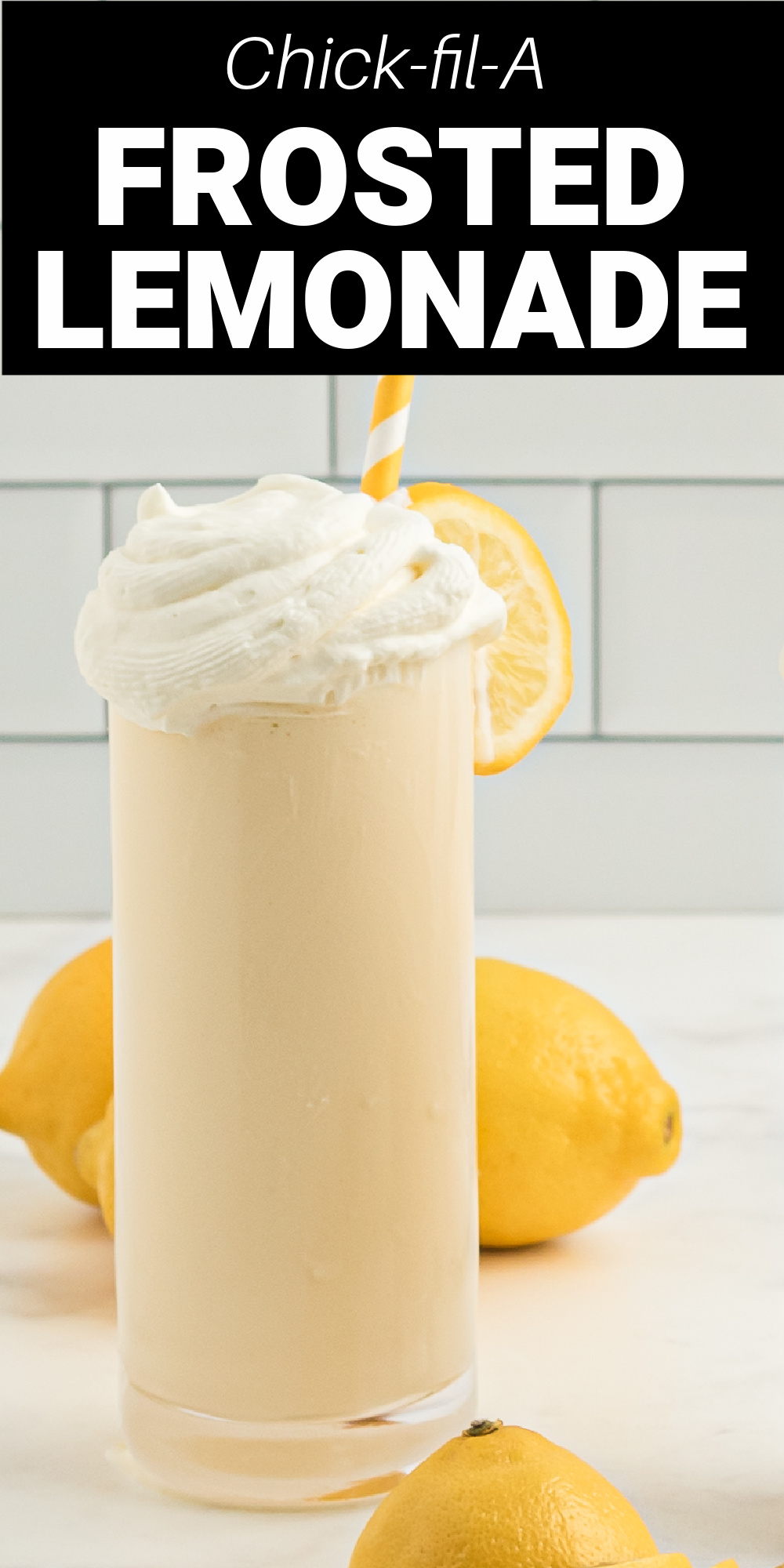 This Copycat Chick-fil-a Frosted Lemonade is made with just 2 simple ingredients that's a perfect creamy lemonade on a hot summer day.