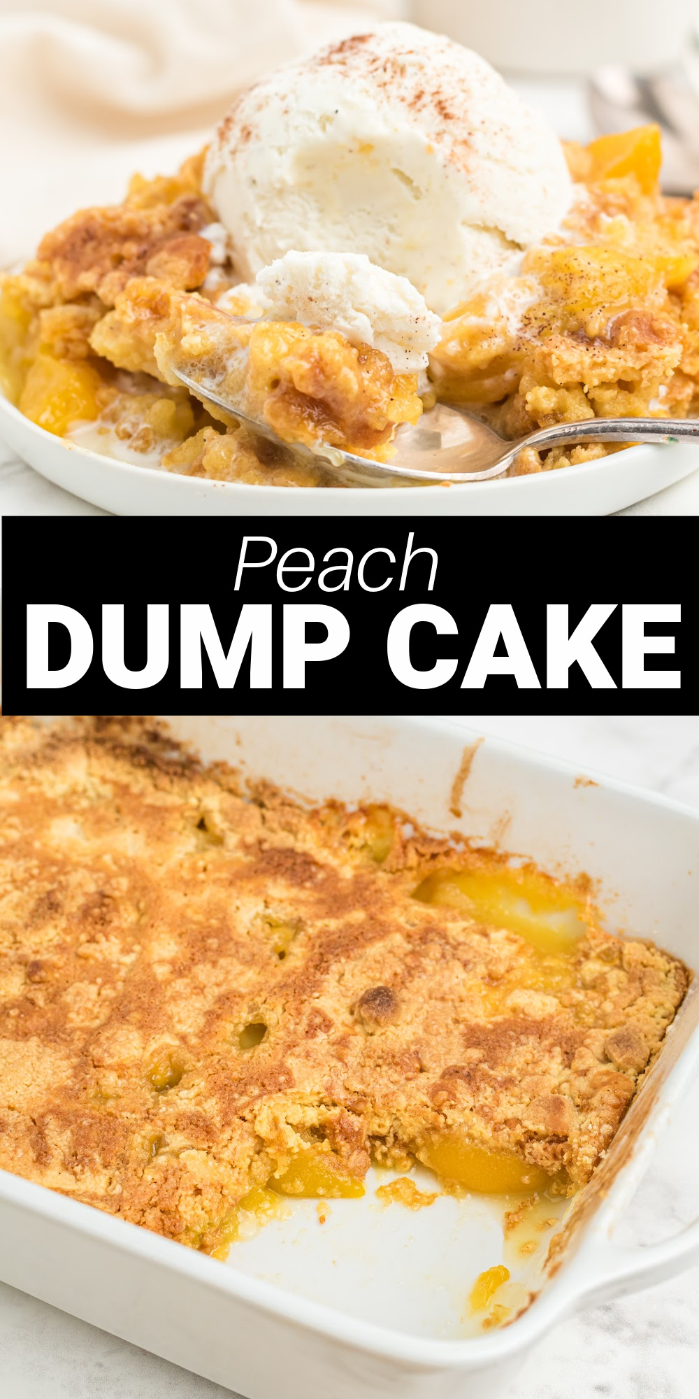 This homemade peach dump cake takes just 4 easy ingredients and tastes like everything you'd hope for summer to be. It's like a warm peach cobbler bursting with peach flavor!