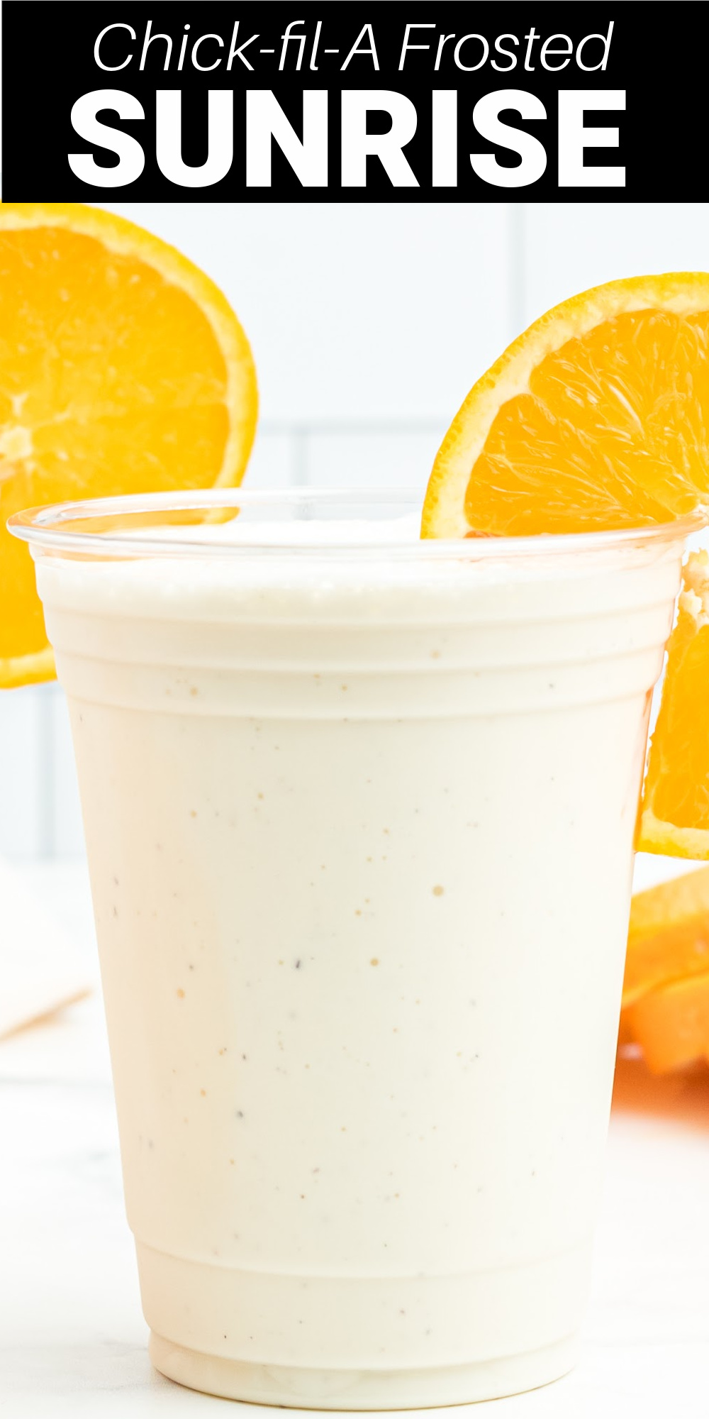 This copycat Chick-Fil-A Frosted Sunrise drink is a perfect creamy orange milkshake for a hot summer day. It's similar to Chick-fil-A's Frosted Lemonade just with fresh orange flavor!