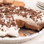 chocolate pie with slice out