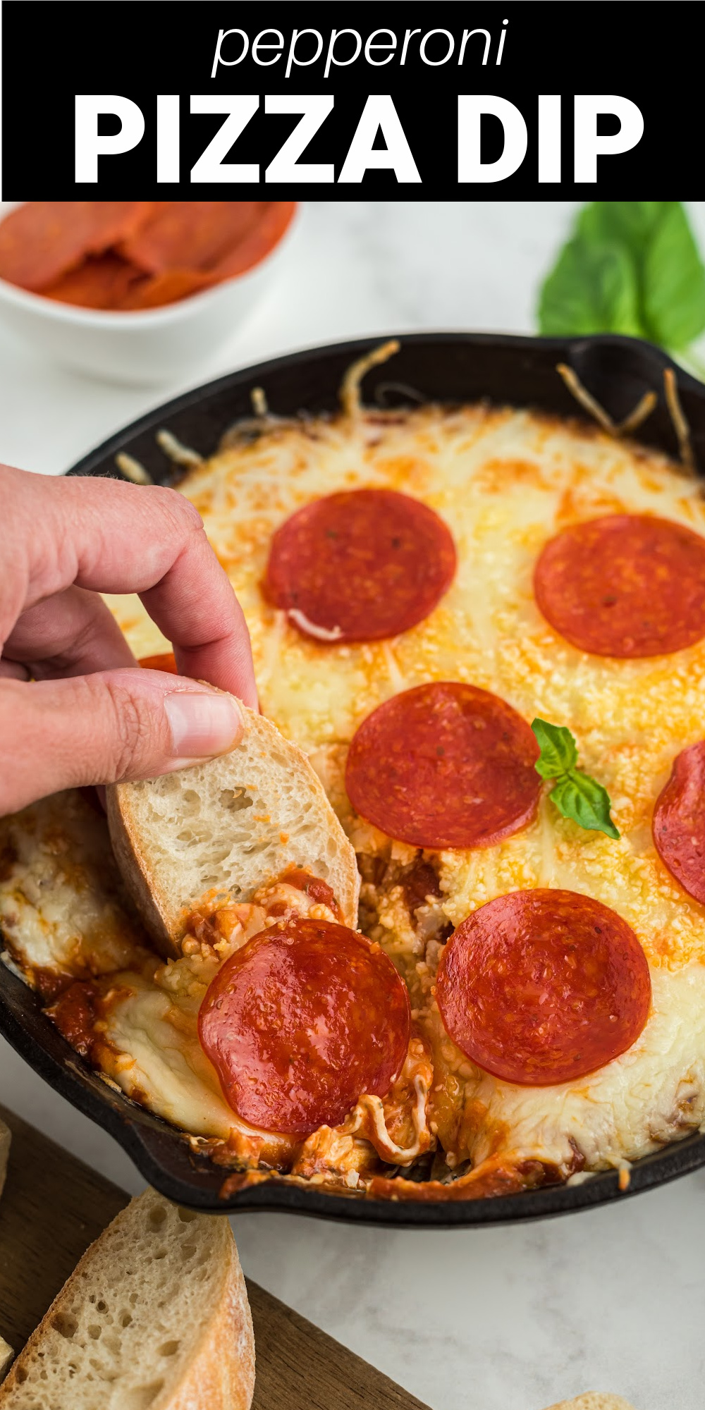 Pizza dip is the perfect cheesy dip for all your pizza lovers. This favorite appetizer is a perfect take on classic pizza in appetizer form baked in under 30 minutes!