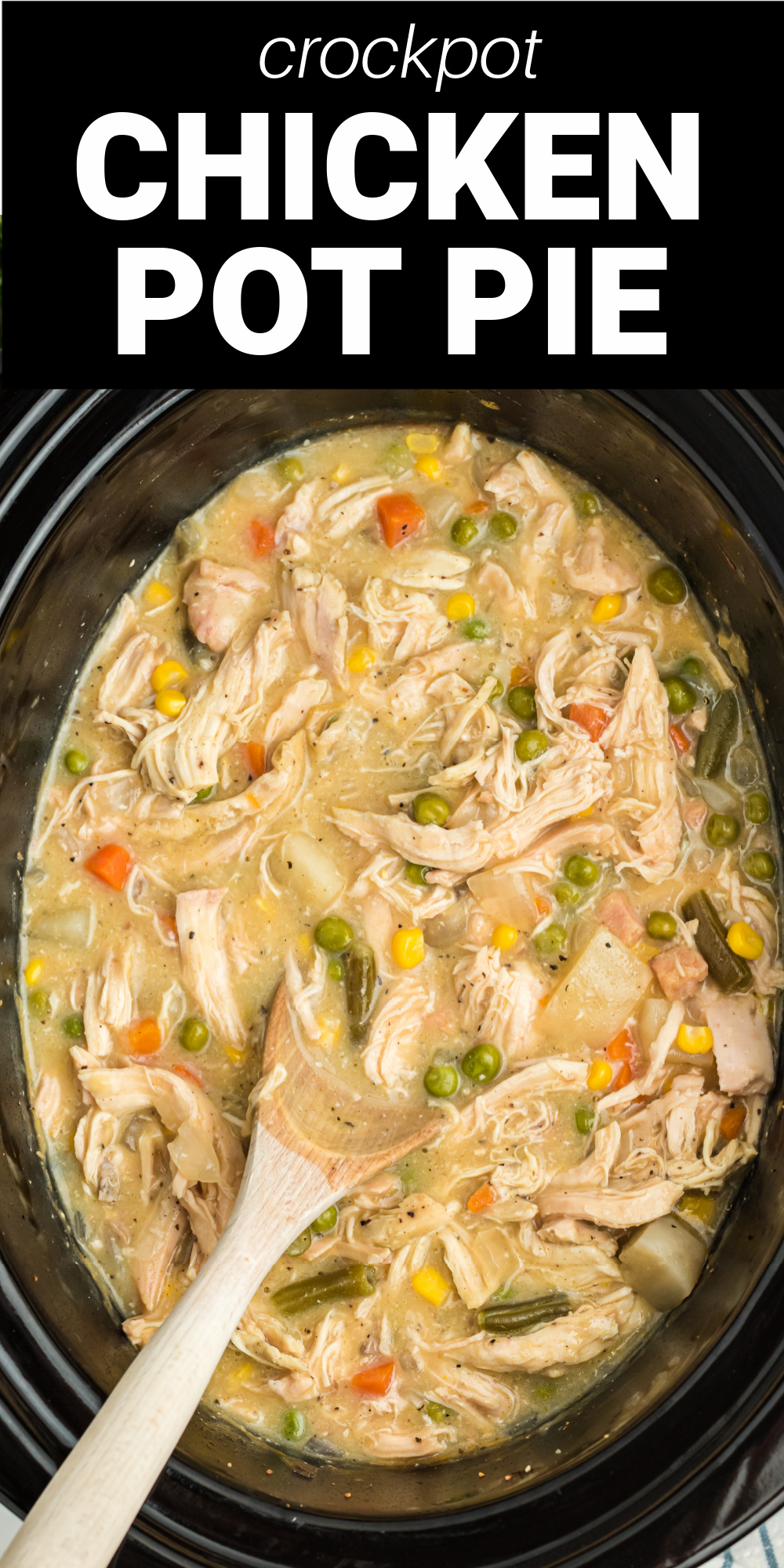 This Crockpot Chicken Pot Pie is a fast and simple way to make a hearty meal the whole family loves. The chicken is perfectly baked in a creamy sauce with healthy vegetables and topped with buttery biscuits. It literally makes itself in the crockpot.