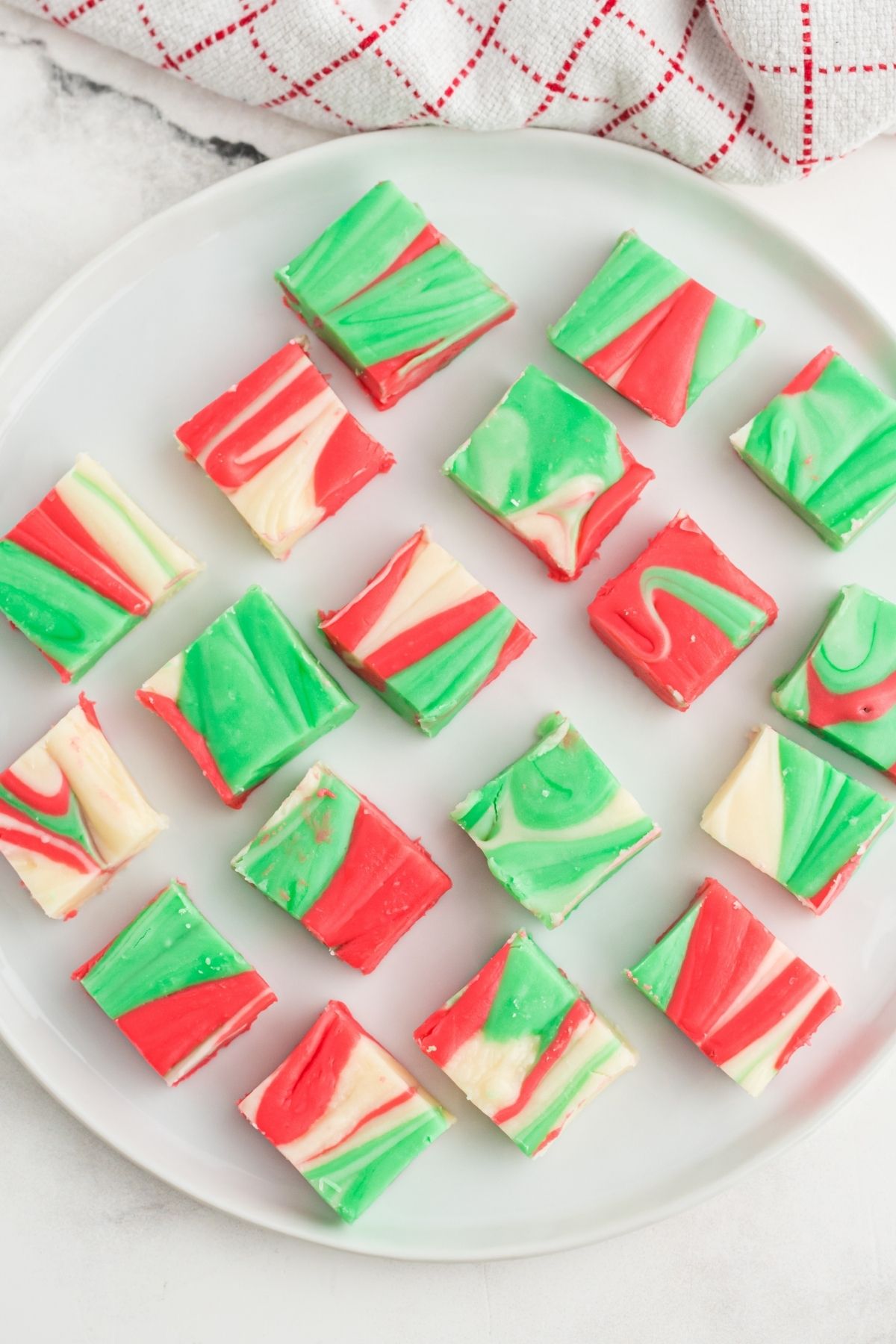 colorful fudge squares on white plate