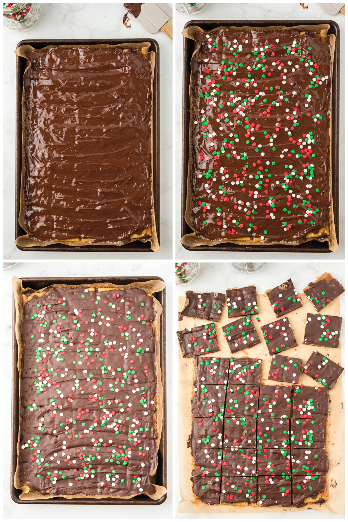 Step by step process of making Christmas crack