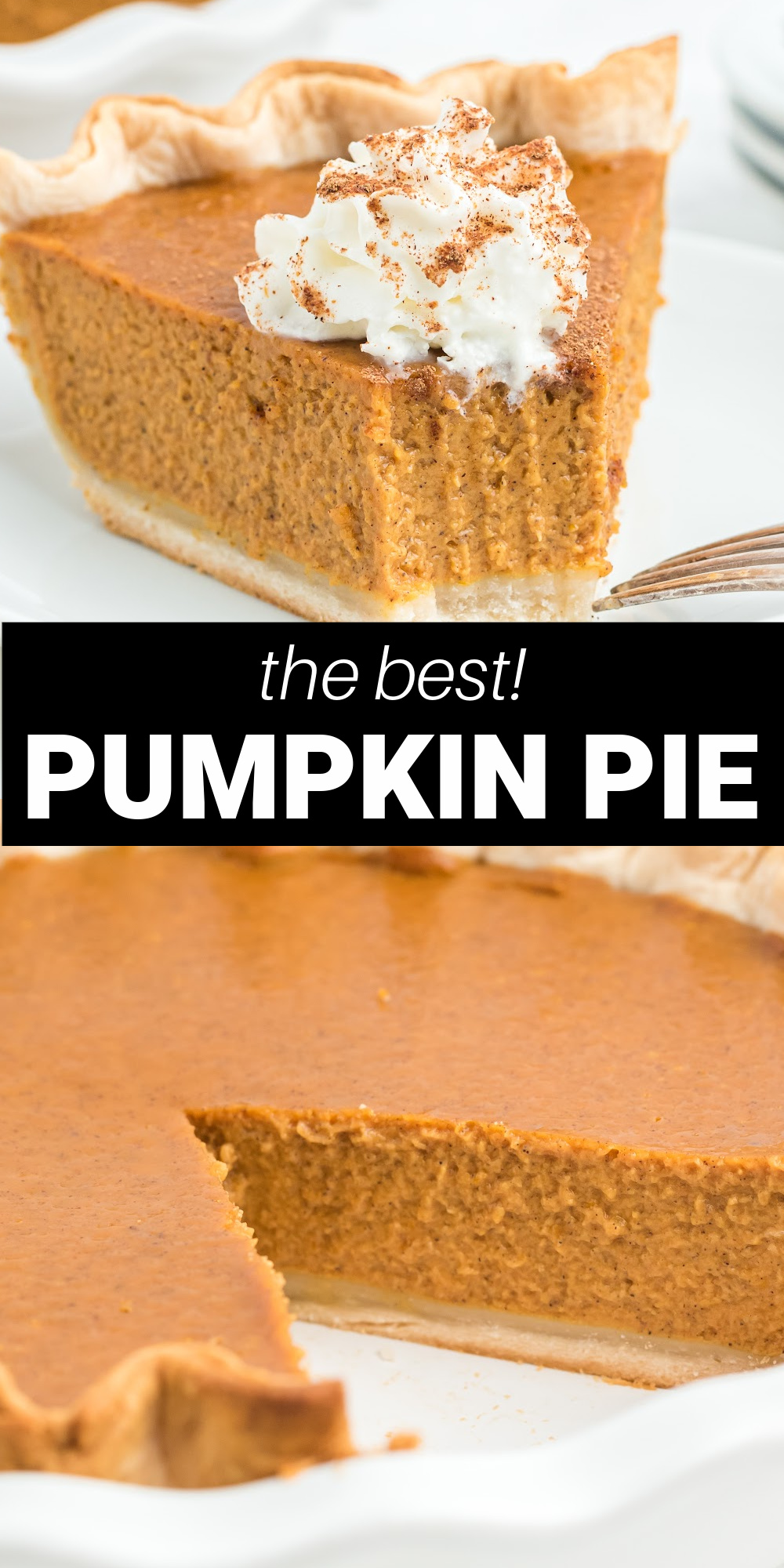 This pumpkin pie is the absolute best recipe for pumpkin pie. It's a classic with creamy pumpkin center filled with cinnamon and pumpkin pie spices that make your kitchen smell like Fall and is perfect for the holiday season.