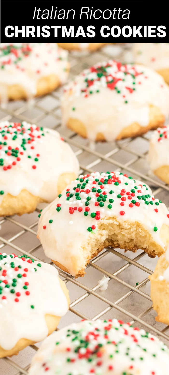 Pillowy soft Italian Christmas Cookies are dipped in a sweet sugar glaze then topped with colorful sprinkles. They are the perfect festive treat for the holidays!