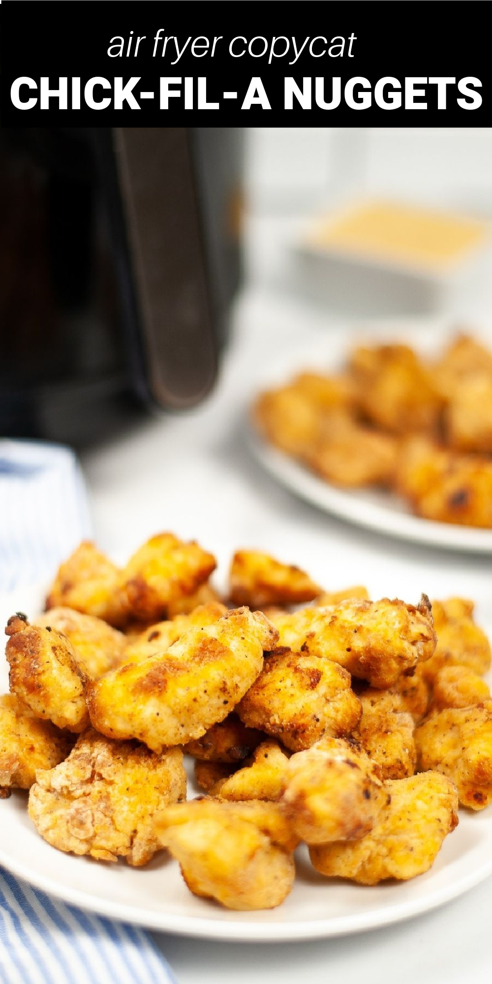 This air fryer version of Copycat Chick-fil-A Chicken Nuggets will be a huge hit with the whole family, kids and adults alike! Made with real chicken breasts, a blend of spices, and a secret ingredient, I think you'll agree these nuggets even taste better than the real thing! 