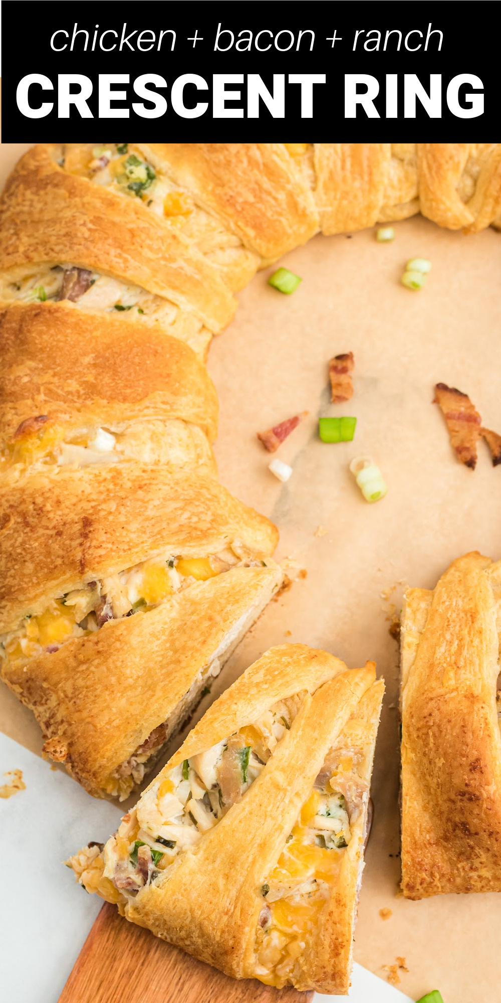 This Chicken Bacon Ranch Crescent Ring is a loaded with incredible flavor and is super easy to make. Served as the perfect game day or party appetizer or with a simple side dish for a hearty weeknight dinner, this recipe is guaranteed to be a crowd-pleaser. 