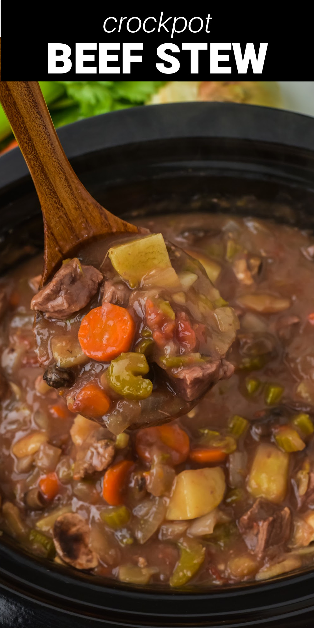 Nothing says comfort food on a cold night like a hot bowl of this homemade Crockpot Beef Stew. Tender chunks of beef, veggies, and potatoes cook together in a delicious tomato and beef broth. This is a flavorful one-pot hearty meal the whole family will love.