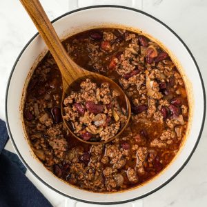 large stock pot with chili
