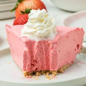 pink pie slice with whipped cream