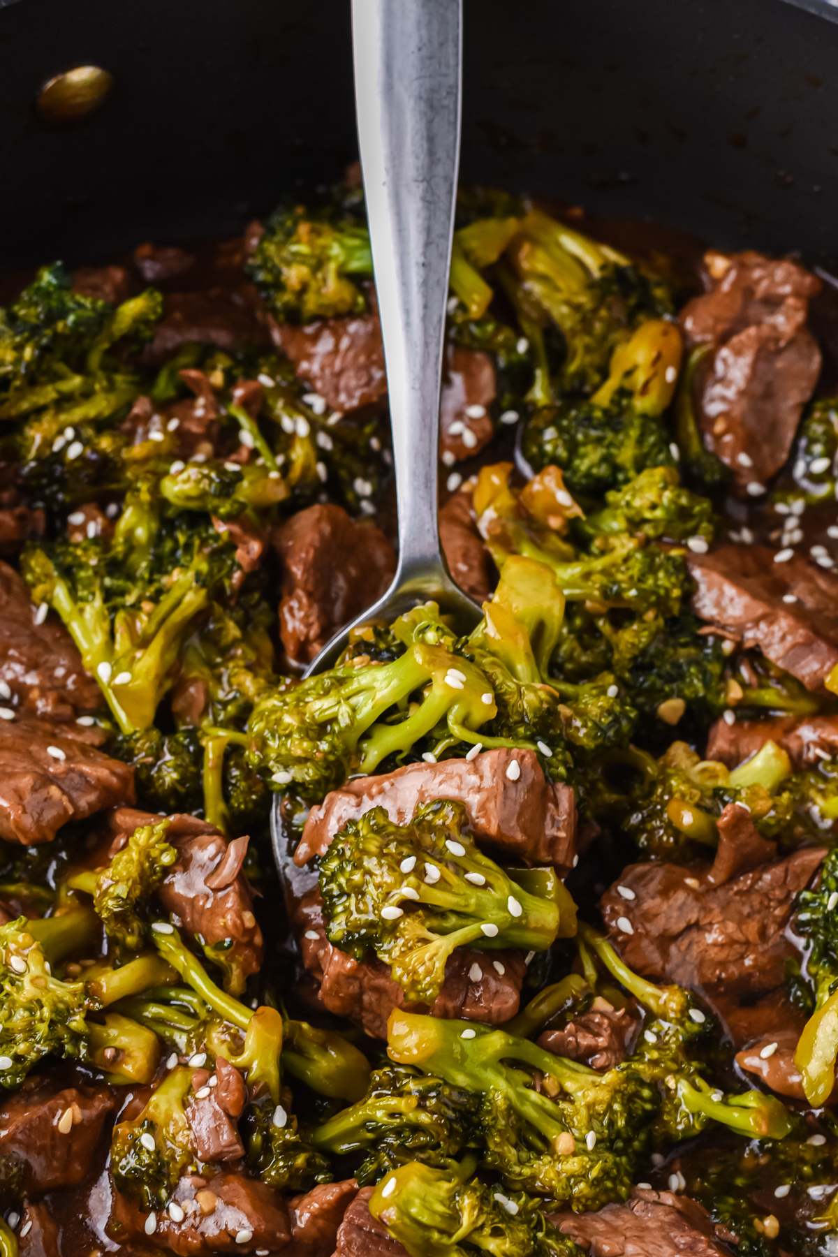 A spoonful of Beef and Broccoli