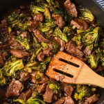 beef and broccoli in pan