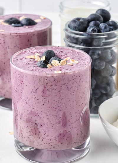 purple smoothies with blueberries