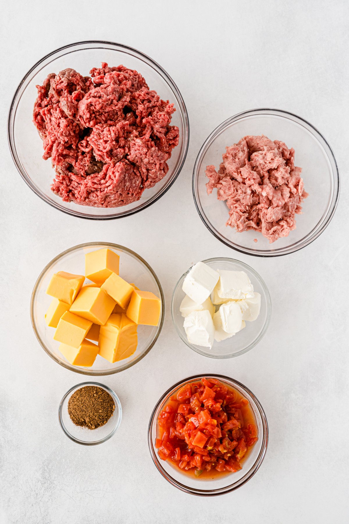 Ingredients of rotel cheese dip crockpot dish
